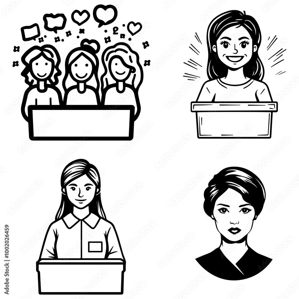 Fototapeta premium feminist, graphic design needs, black and white vector