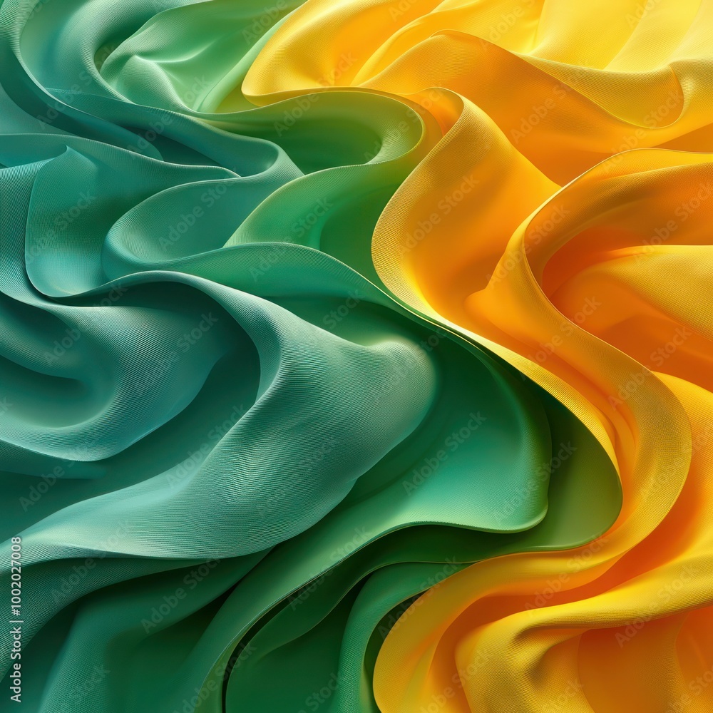 Obraz premium Vibrant Brazilian Flag Abstraction - National Symbol of Brazil in Modern Artistic Interpretation