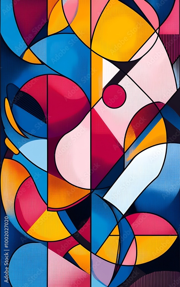 Abstract geometric art with bold colors and dynamic shapes. Abstract geometric art with bold colors and dynamic shapes.