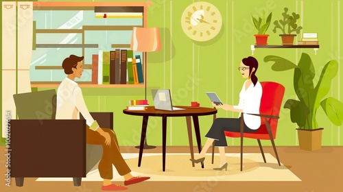 One_on_One_Interview_Scene_Flat_Illustration_Inte