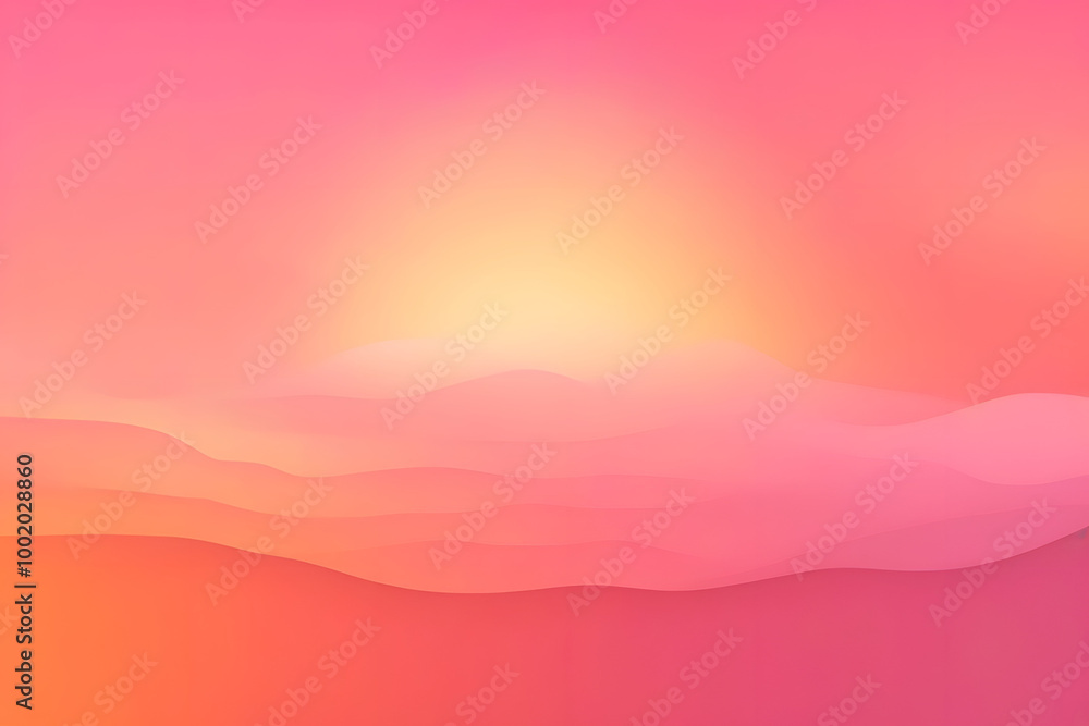 Soft abstract landscape with gentle curves in pink and orange gradient tones Soft abstract landscape with gentle curves in pink and orange gradient tones