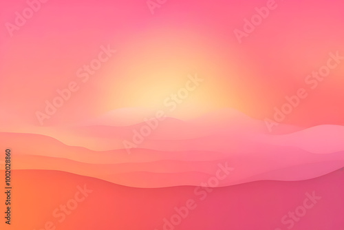 Soft abstract landscape with gentle curves in pink and orange gradient tones