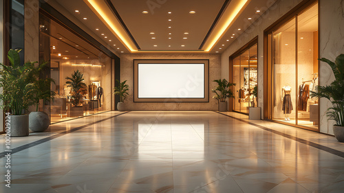 A Large Blank White LED Screen Hanging in the Middle of a Space 