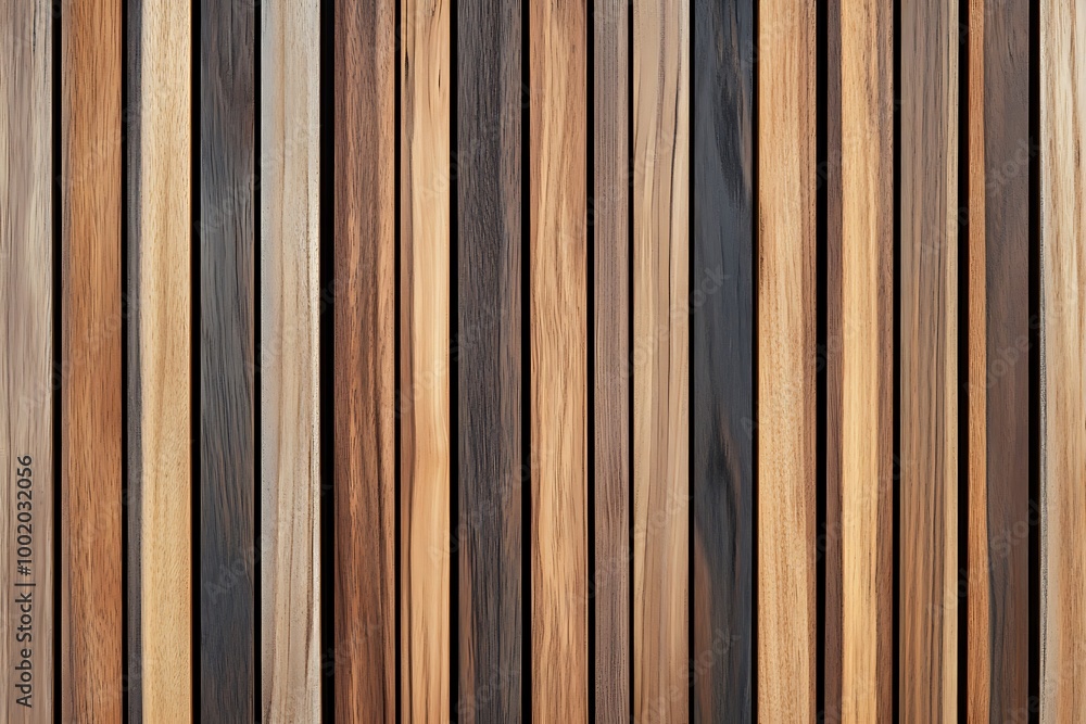 Wooden wall made of vertical panels. Line slats made of wood for a modern interior. Timber planks for cladding facades or fences. Material for cladding in construction. Wooden wall made of vertical panels. Line slats made of wood for a modern interior. Timber planks for cladding facades or fences. Material for cladding in construction.