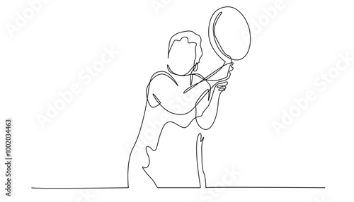 continuous line grandmother.grandmother carrying cooking utensils one line drawing.single line vector illustration