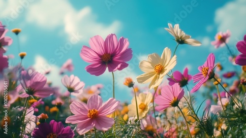 Wallpaper Mural Field of flowers with blue sky Torontodigital.ca