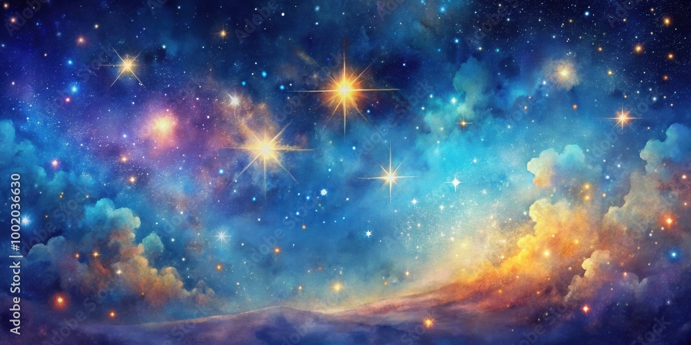 Hand-drawn fantasy background material with a cosmic starry sky, space, galaxy, dreamy, whimsical, celestial, magical Hand-drawn fantasy background material with a cosmic starry sky, space, galaxy, dreamy, whimsical, celestial, magical
