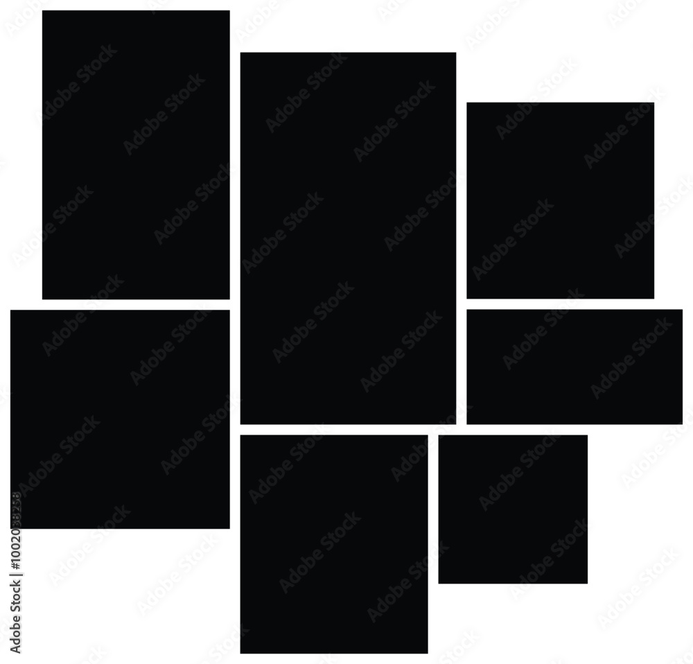 7 Vector photo collage. grid collage template for picture album presentation. interior photo presentation by collage 7 Vector photo collage. grid collage template for picture album presentation. interior photo presentation by collage
