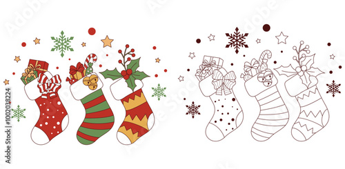 Christmas sock, stocking, holyday, illustration vector