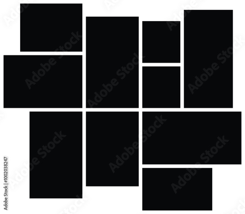 10 Vector photo collage. grid collage template for picture album presentation. interior photo presentation by collage 