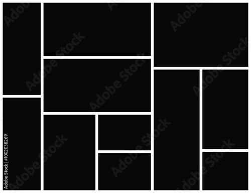 11 Vector photo collage. grid collage template for picture album presentation. interior photo presentation by collage 