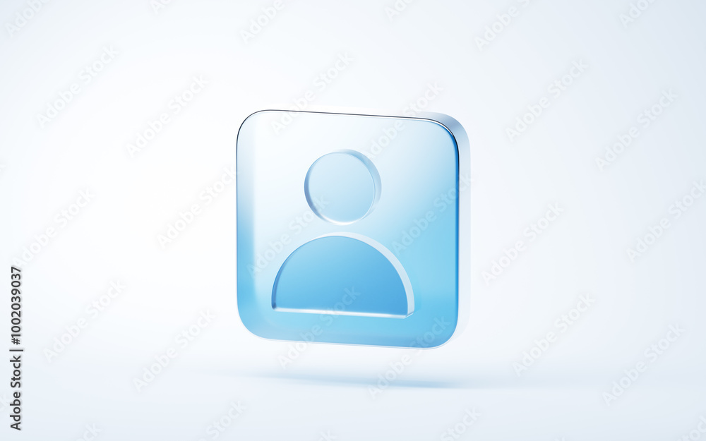 Transparent blue glass icon, 3d rendering. Transparent blue glass icon, 3d rendering.
