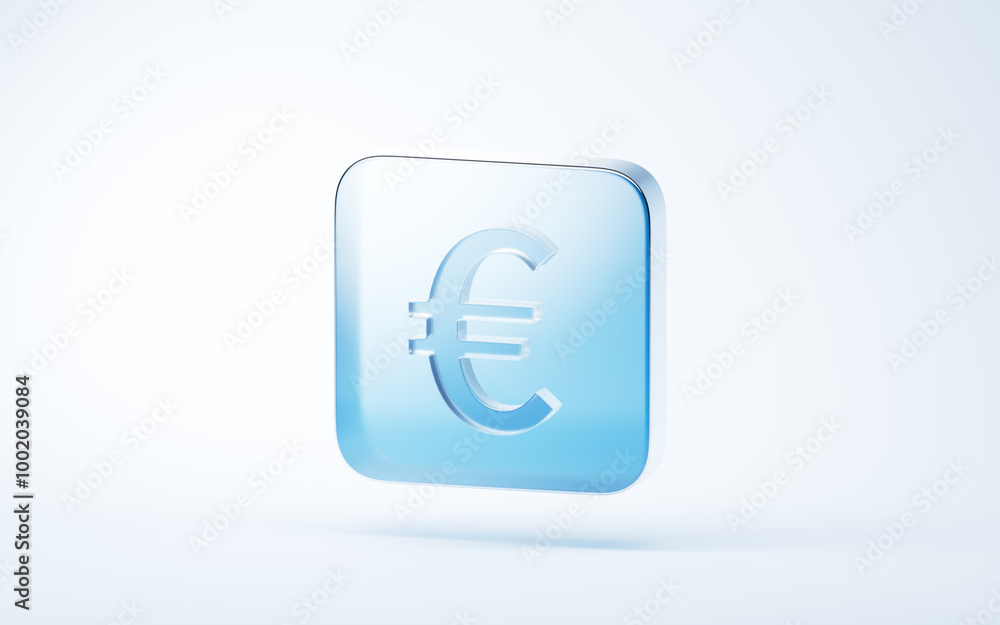 Transparent blue glass icon, 3d rendering. Transparent blue glass icon, 3d rendering.