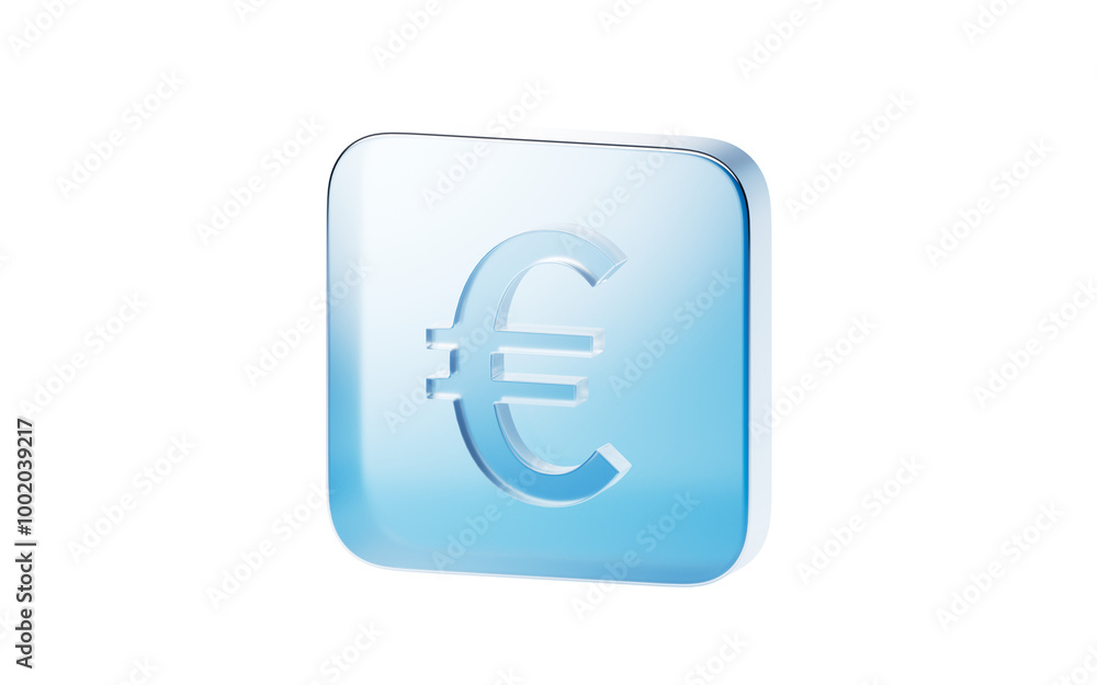 Transparent blue glass icon, 3d rendering. Transparent blue glass icon, 3d rendering.