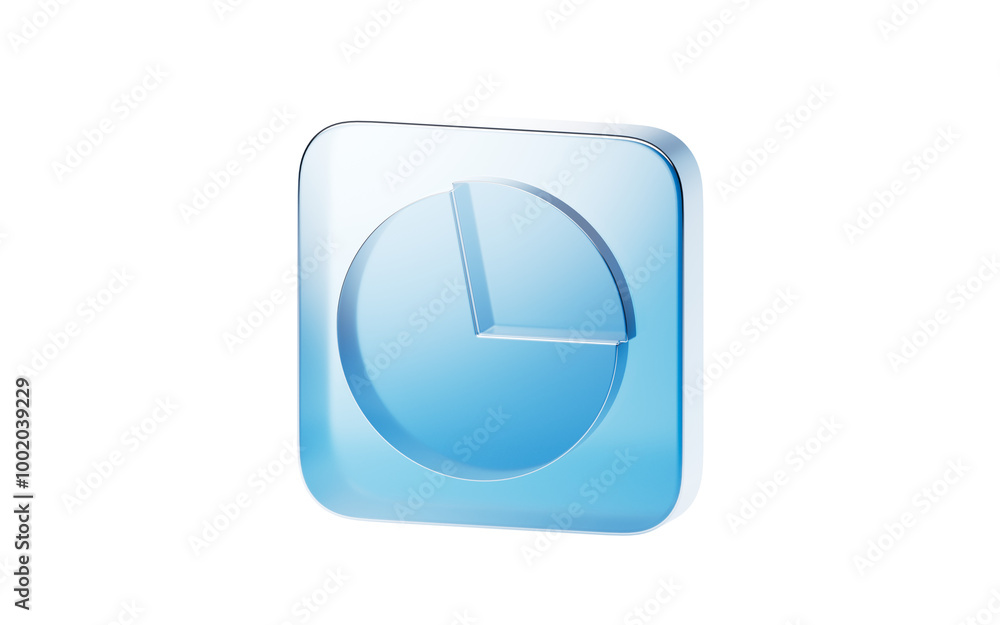 Transparent blue glass icon, 3d rendering. Transparent blue glass icon, 3d rendering.