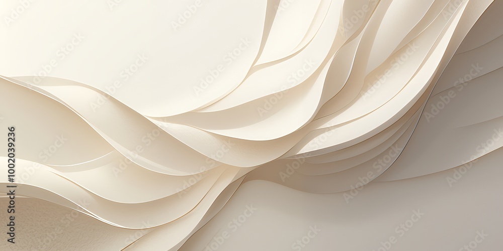 Abstract background of layered cream-colored paper, creating a flowing, wave-like pattern. Abstract background of layered cream-colored paper, creating a flowing, wave-like pattern.