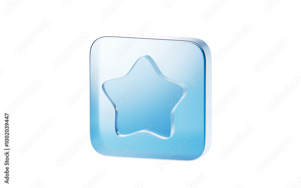 Transparent blue glass icon, 3d rendering. Transparent blue glass icon, 3d rendering.