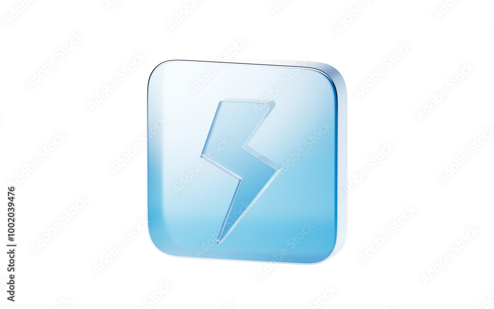 Transparent blue glass icon, 3d rendering. Transparent blue glass icon, 3d rendering.