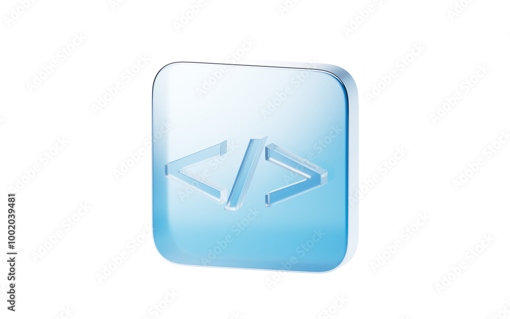 Transparent blue glass icon, 3d rendering. Transparent blue glass icon, 3d rendering.