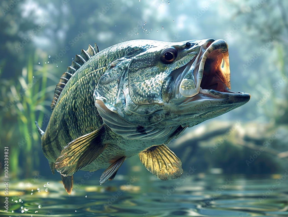Largemouth Bass Fish Underwater Close Up Largemouth Bass Fish Underwater Close Up