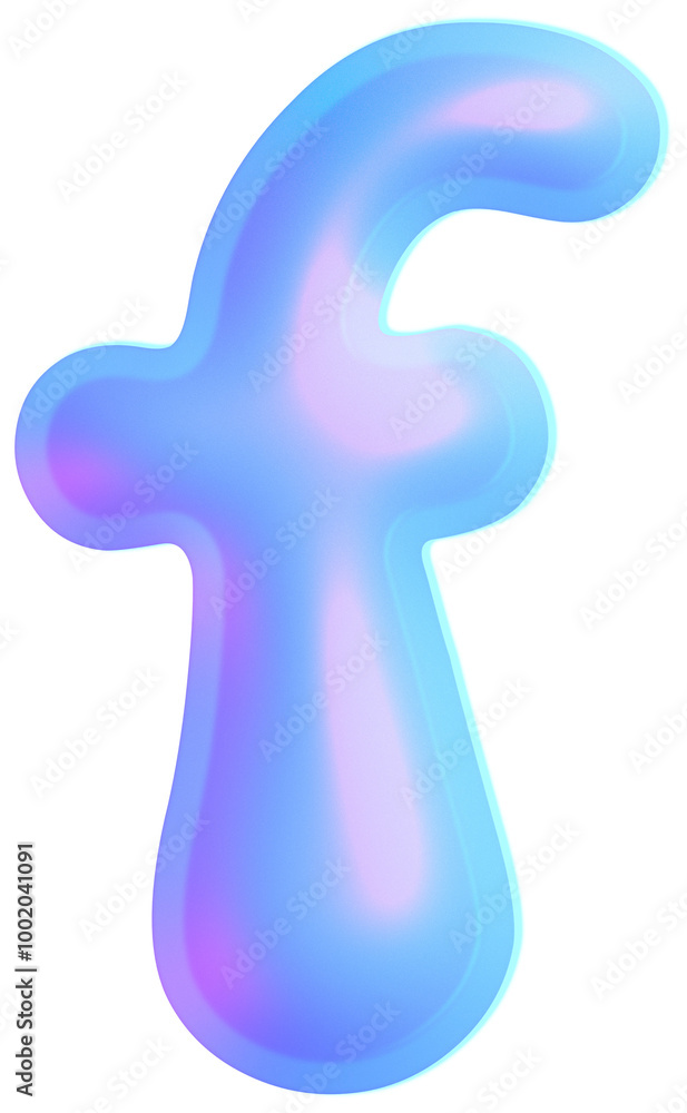 3D Holographic liquid Y2k Chrome alphabet Letter f 3D Holographic liquid Y2k Chrome alphabet Letter f