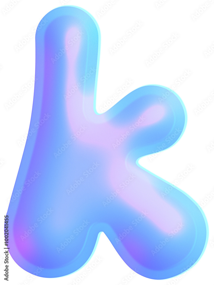 3D Holographic liquid Y2k Chrome alphabet Letter k 3D Holographic liquid Y2k Chrome alphabet Letter k