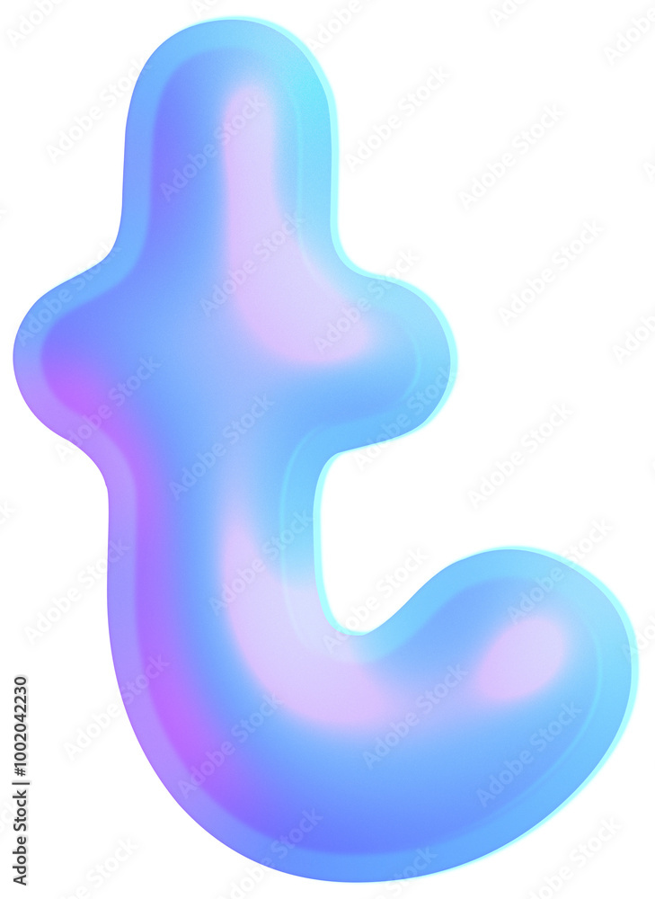 3D Holographic liquid Y2k Chrome alphabet Letter t 3D Holographic liquid Y2k Chrome alphabet Letter t