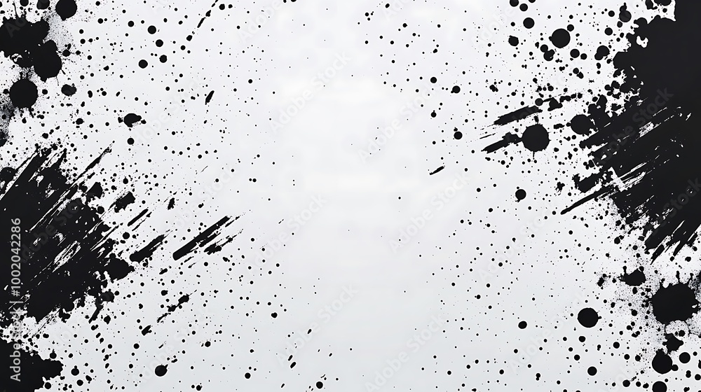 Abstract black ink splatters on white background. Abstract black ink splatters on white background.