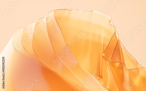 Fotografía Transparent golden multilayer cloth background, 3d rendering.