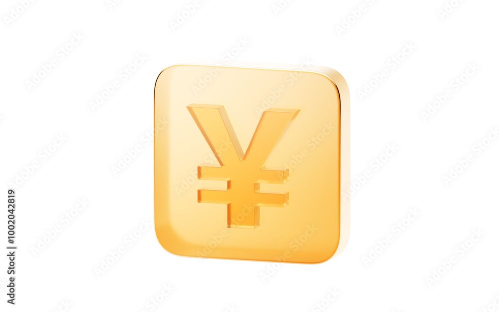 Obraz premium Transparent golden glass icon, 3d rendering.