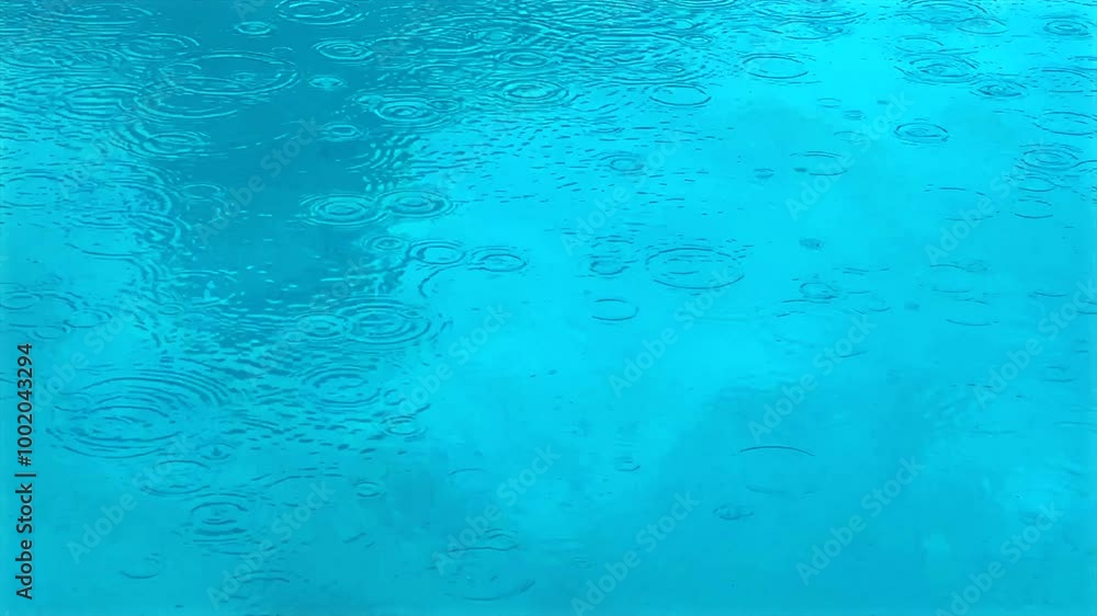 Raindrops on calm water surface in rainy day Raindrops on calm water surface in rainy day