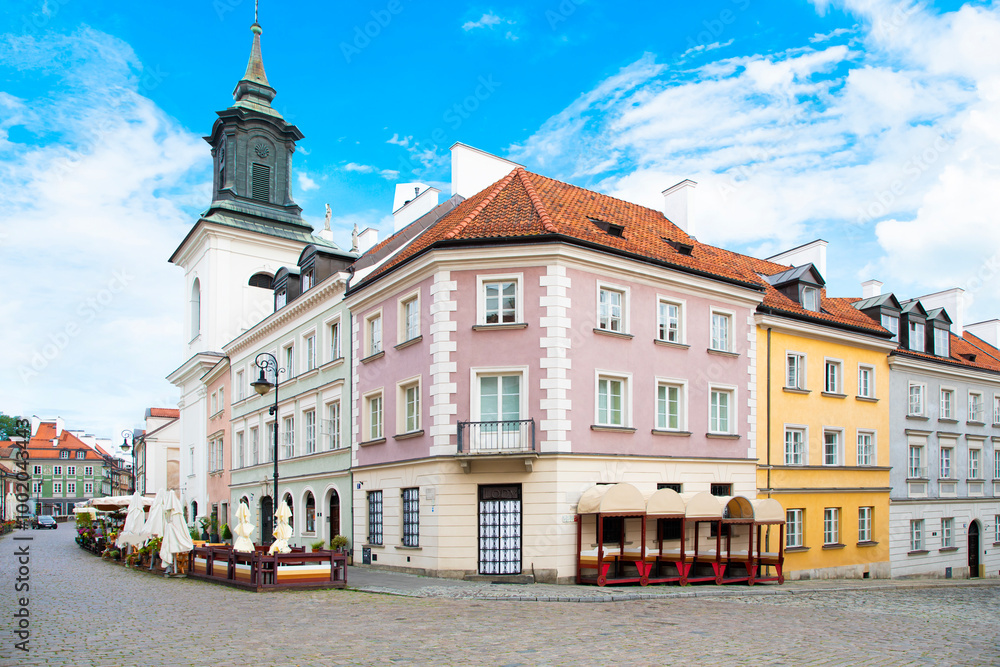 Fototapeta premium Beautiful view of the streets of the Old Town Warsaw, Poland