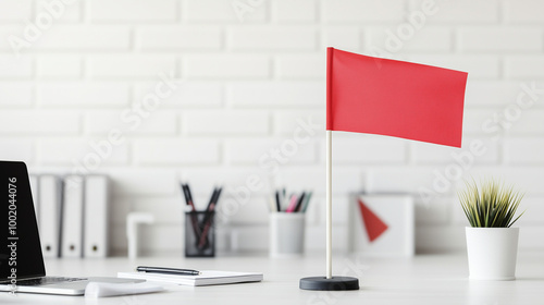 Red Flag on Desk: A simple,...