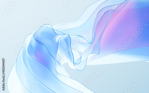 Fototapeta Naklejka Na Ścianę i Meble -  Flowing gradient transparent multilayer glass background, 3d rendering.