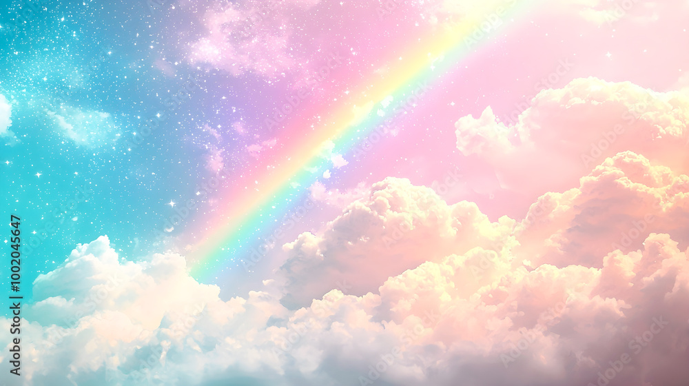 ファンタスティックな虹と星空と雲の風景 ファンタスティックな虹と星空と雲の風景