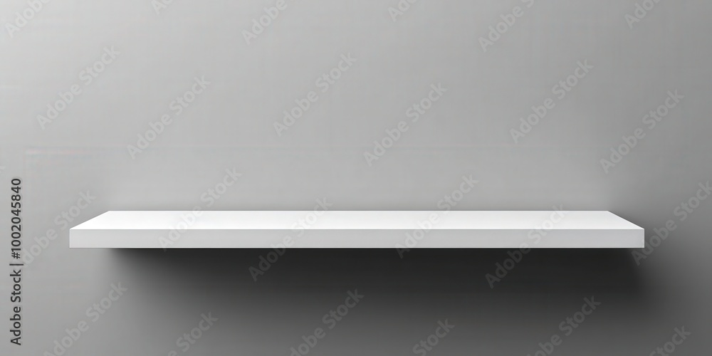 Minimalist White Shelf on Gray Background Minimalist White Shelf on Gray Background