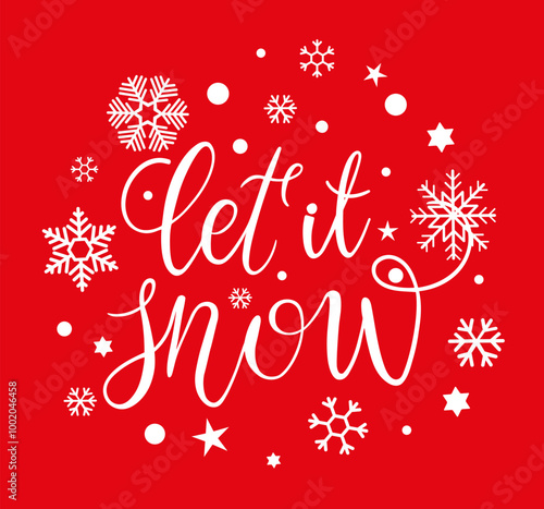 Vector calligraphy. Hand lettering Let it snow for a poster or postcard 