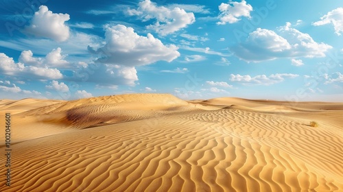 Stunning Desert Landscape with Blue Sky and Clouds