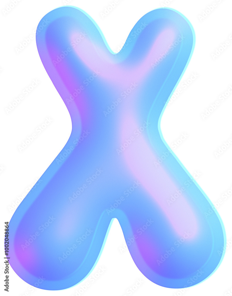 3D Holographic liquid Y2k Chrome bubble alphabet Letter X 3D Holographic liquid Y2k Chrome bubble alphabet Letter X