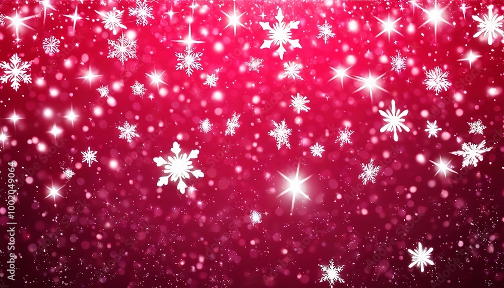 Elegant white snowflakes drifting over a glowing deep crimson background. Made with Generative AI Technology Elegant white snowflakes drifting over a glowing deep crimson background. Made with Generative AI Technology