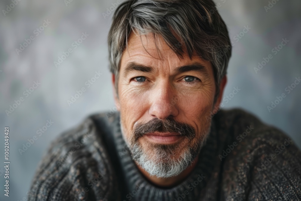 Portrait of a man with gray hair and beard in a sweater Portrait of a man with gray hair and beard in a sweater