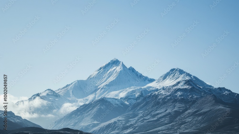 Majestic Snow-Capped Mountains Under Clear Sky Majestic Snow-Capped Mountains Under Clear Sky