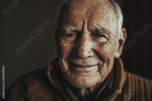 Portrait of an old man with wrinkles on his face looking at the camera