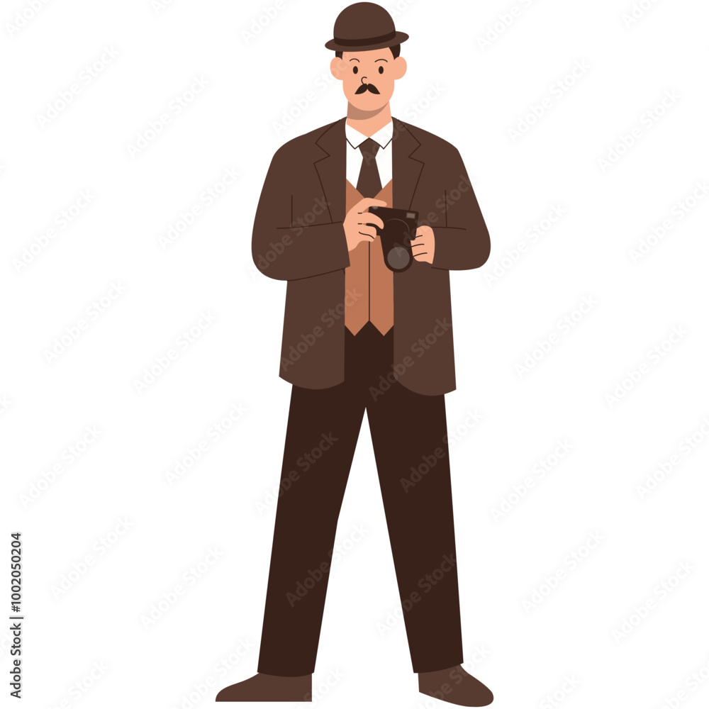 Detective Activity Character with Cartoon Design Concept. Vector Illustration Detective Activity Character with Cartoon Design Concept. Vector Illustration