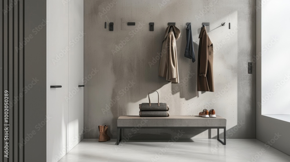 Modern Minimalist Entryway with Stylish Coat Rack Modern Minimalist Entryway with Stylish Coat Rack