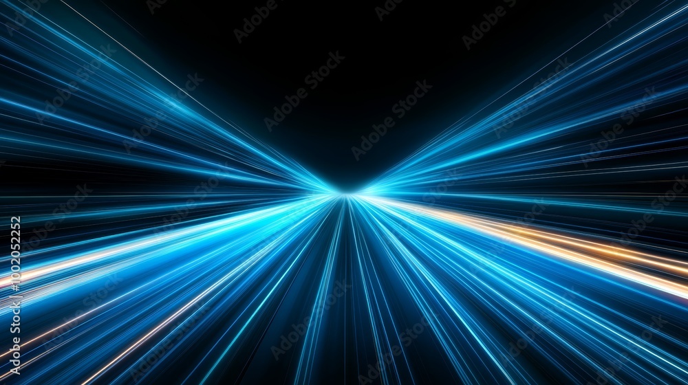 Vibrant blue light streaks create a dynamic illusion of speed and motion against a deep black background. Vibrant blue light streaks create a dynamic illusion of speed and motion against a deep black background.
