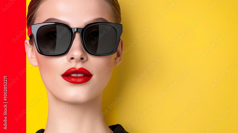 A close-up shot of a young woman wearing oversized A close-up shot of a young woman wearing oversized