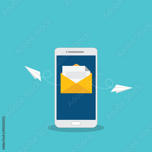 Newsletter. Illustration of email marketing. subscription to newsletter, news, offers, promotions. a letter and envelope. subscribe, submit. send by mail.	