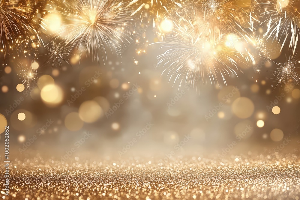 Golden Fireworks and Bokeh Background for Celebrations Golden Fireworks and Bokeh Background for Celebrations