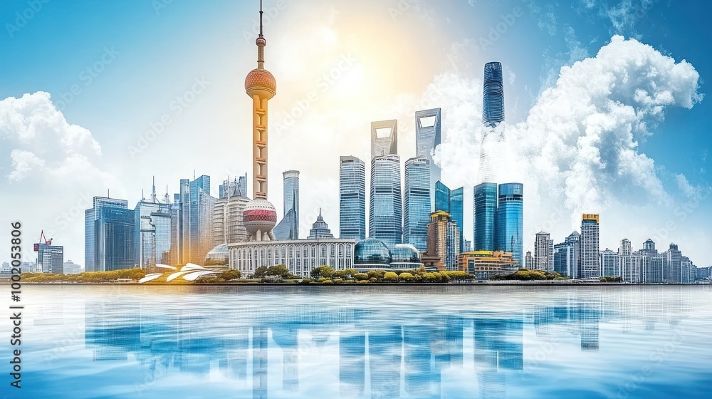 Photo & Art Print A panoramic view of the Shanghai skyline with